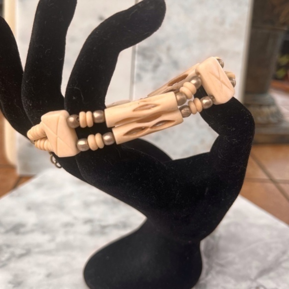 Traditional 2 Strand Buffalo Bone Hairpipe Tribal Bracelet